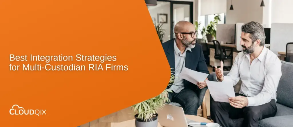 Financial advisors at a multi-custodian RIA firm discussing client data integration and operational workflows.