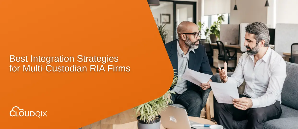 Financial advisors at a multi-custodian RIA firm discussing client data integration and operational workflows.